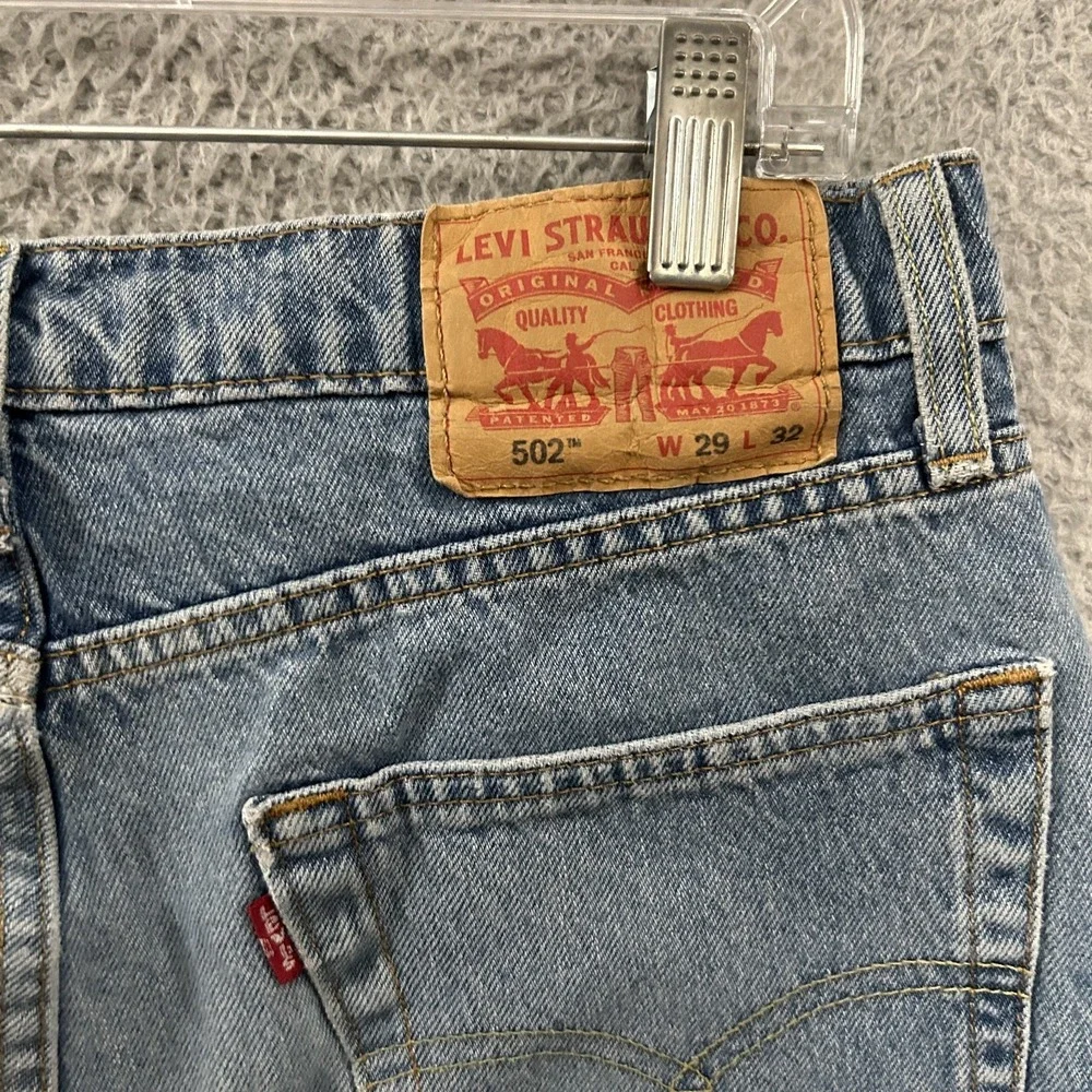Levis Jeans Mens‎ 29x32 Blue Denim 502 Slim Tapered American Stretch Light Wash